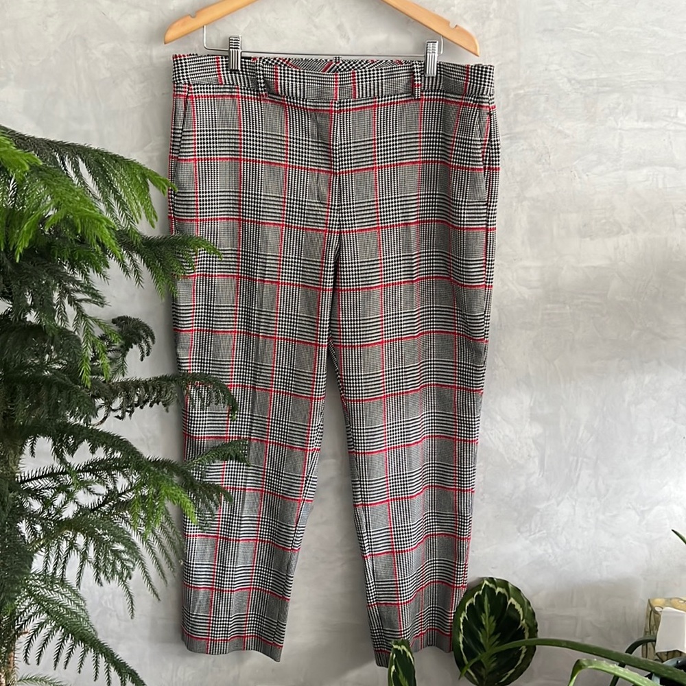 DKNY Plaid Classic Look Essex Ankle Pants, Slim Leg, Size 14